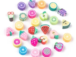 20 perles en pâte polymère - fruits variés