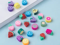 20 perles en pâte polymère - fruits variés