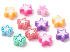 20 perles en pâte polymère - étoiles - multicolore