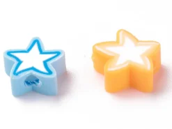 20 perles en pâte polymère - étoiles - multicolore