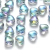 20 perles en verre - petit cœur bleu effet holographique - 6 mm