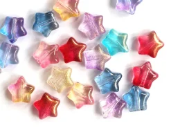 20 perles en verre - étoile couleur variées - 8 mm
