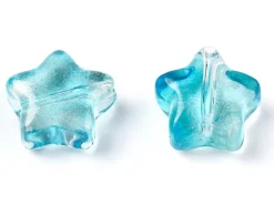 20 perles en verre - étoile couleur variées - 8 mm