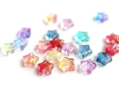 20 perles en verre - étoile couleur variées - 8 mm