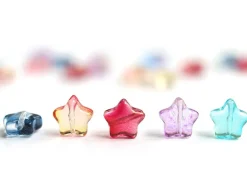 20 perles en verre - étoile couleur variées - 8 mm