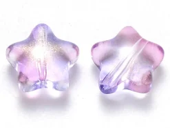 20 perles en verre - étoiles violet dégradé - 8 mm