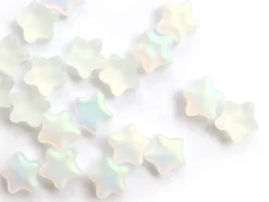 20 perles en verre - étoiles blanc fumé irisé - 8 mm