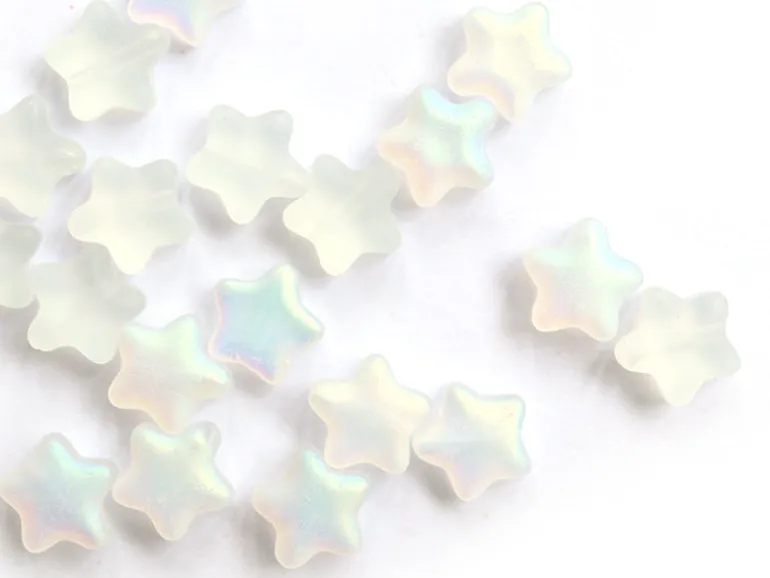 20 perles en verre - étoiles blanc fumé irisé - 8 mm