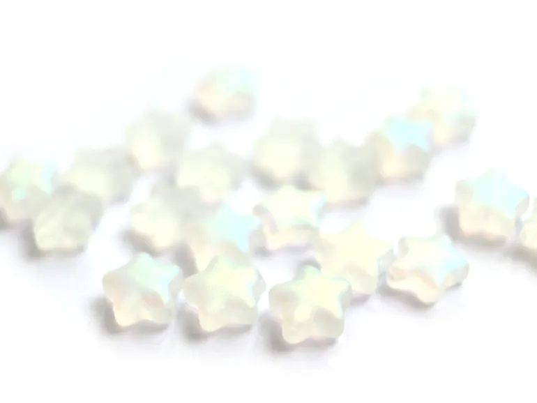 20 perles en verre - étoiles blanc fumé irisé - 8 mm