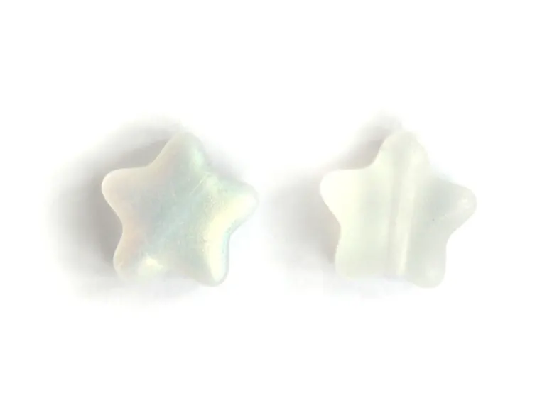 20 perles en verre - étoiles blanc fumé irisé - 8 mm