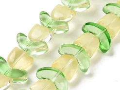 14 perles en verre - Tulipe jaune - 15 x 15 mm