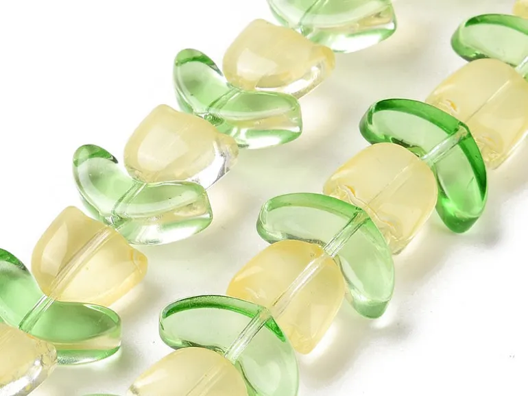 14 perles en verre - Tulipe jaune - 15 x 15 mm