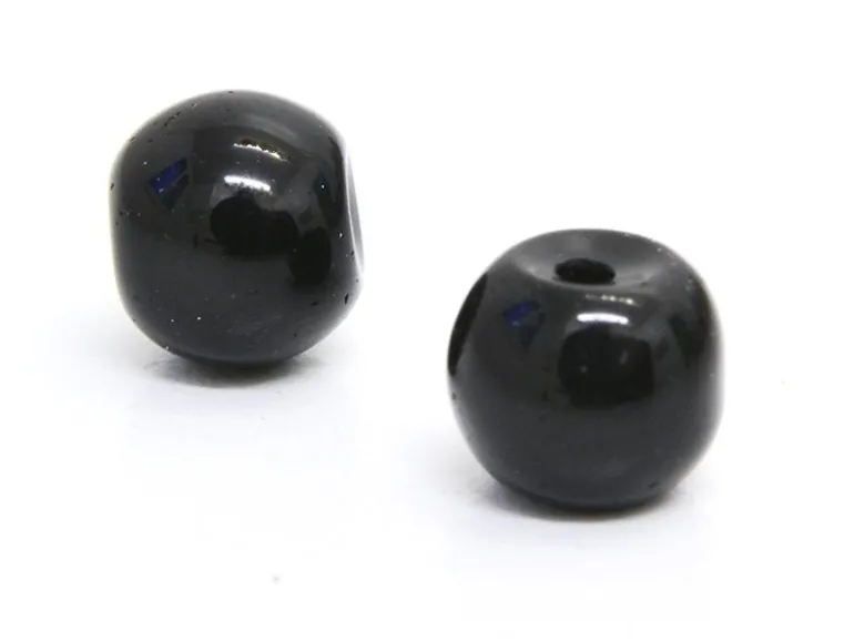 50 perles en verre rondes 4 mm - noir