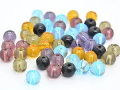 50 perles en verre rondes 4 mm - multicolores