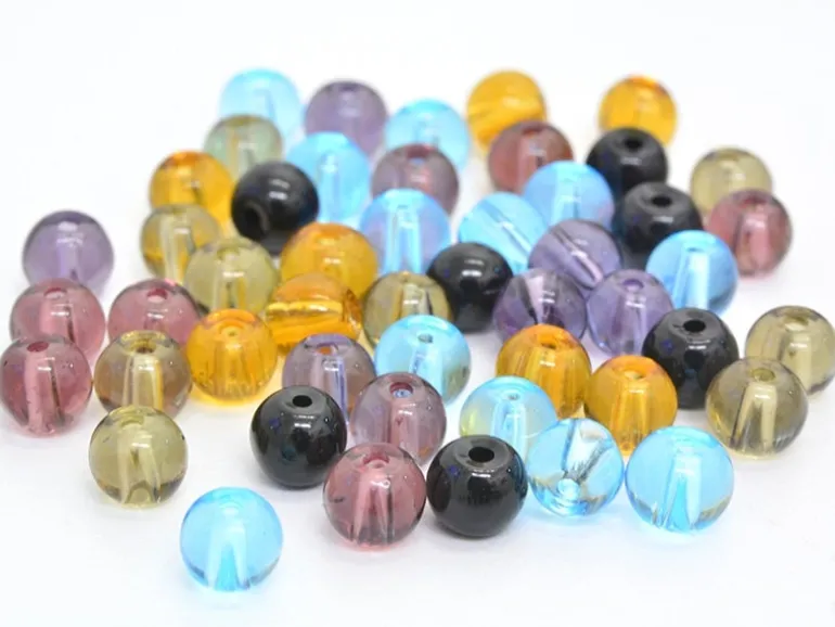 50 perles en verre rondes 4 mm - multicolores