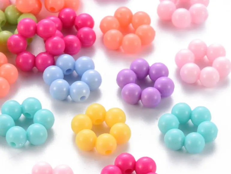 20 perles fleurs boules opaques - Pastel