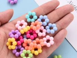 20 perles fleurs boules opaques - Pastel