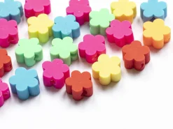 20 perles fleurs en pâte polymère - multicolore - 9 mm