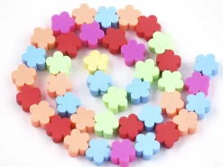 20 perles fleurs en pâte polymère - multicolore - 9 mm