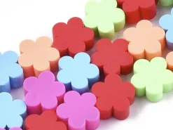 20 perles fleurs en pâte polymère - multicolore - 9 mm