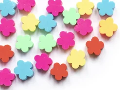 20 perles fleurs en pâte polymère - multicolore - 9 mm