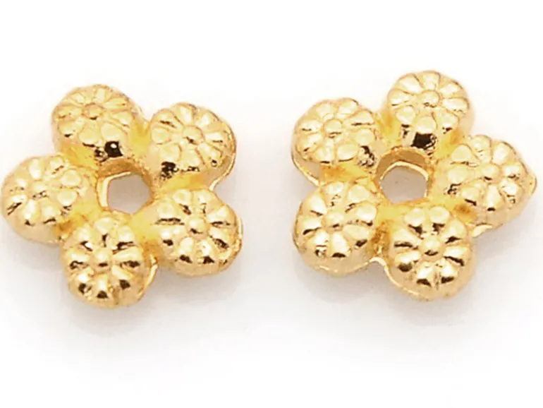 20 perles fleurs intercalaires plates et dorées - 7 mm