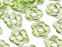 20 perles fleurs transparentes - Vert