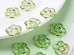20 perles fleurs transparentes - Vert