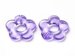 20 perles fleurs transparentes - Violet