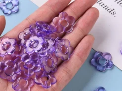 20 perles fleurs transparentes - Violet