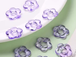 20 perles fleurs transparentes - Violet