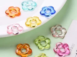 20 perles fleurs transparentes - Multicolore