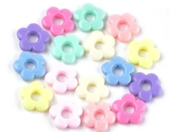 50 perles fleurs évidées en plastique - multicolore