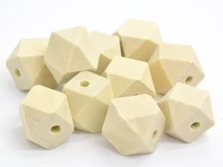 10 perles géométriques en bois - 12 mm