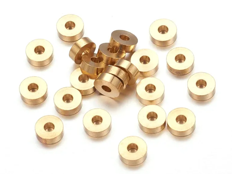 20 perles heishi - intercalaires en laiton doré - 6x2 mm