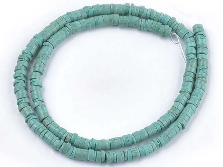 100 perles heishi naturelles 4 mm - turquoise