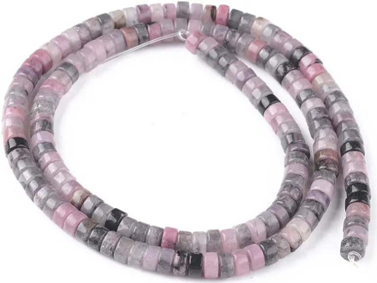100 perles heishi naturelles 4 mm - jade naturel mauve