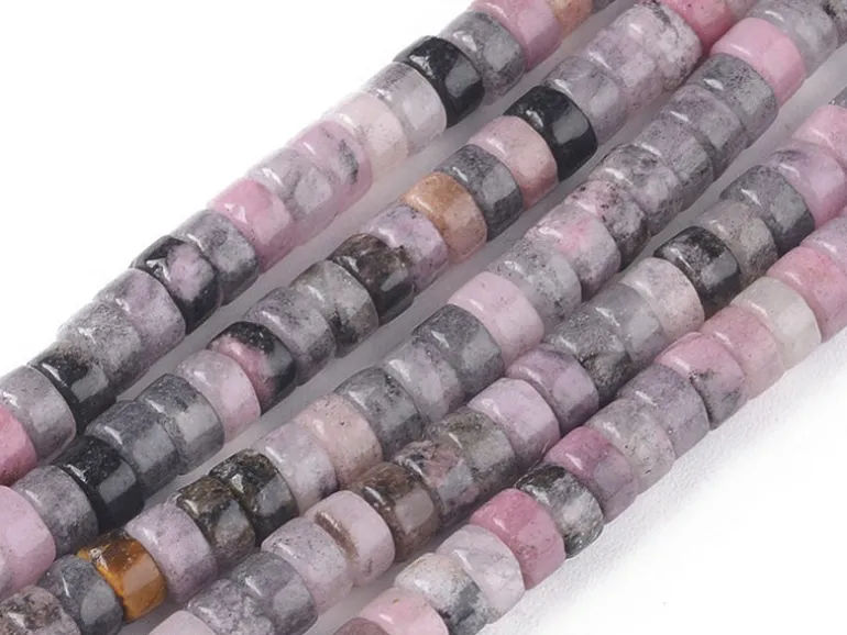100 perles heishi naturelles 4 mm - jade naturel mauve