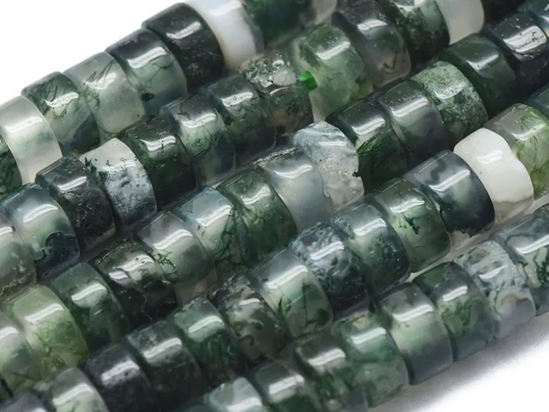 100 perles heishi naturelles 4 mm - agate mousse