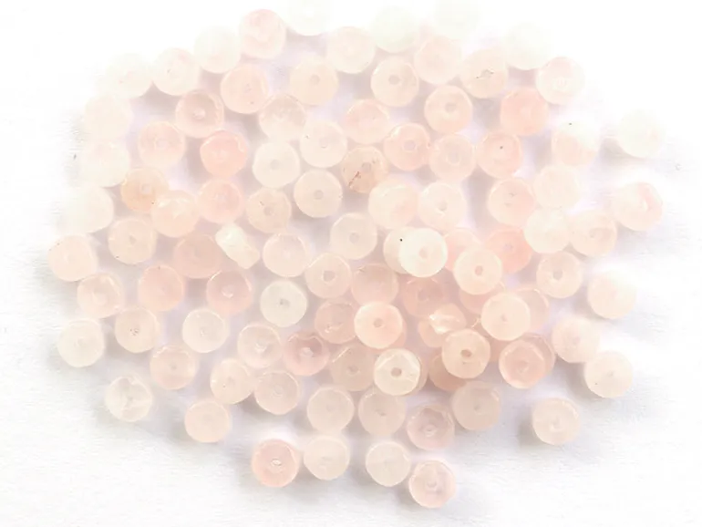 100 perles heishi naturelles 4 mm - quartz rose