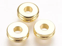 10 perles intercalaires - doré à l'or fin 24k - 6 x 2 mm