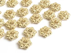 20 perles intercalaires en forme de fleurs - Doré à l'or fin 18 K - 7,5 mm