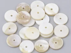 20 perles intercalaires rondelles heishi en nacre véritable - 6 mm