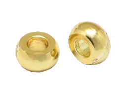 10 perles intercalaires rondelles - doré à l'or fin 18k - 2,7 x 1,3 mm