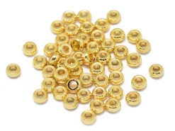 10 perles intercalaires rondelles - doré à l'or fin 18k - 2,7 x 1,3 mm
