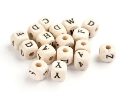200 perles lettres alphabet cubes en bois