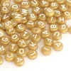 200 perles lettres alphabet rondes en plastique - doré