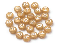 200 perles lettres alphabet rondes en plastique - doré