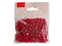 200 perles lettres dorées – rouge cerise