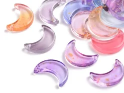 20 perles lunes en verre - Couleurs variées - 16 x 11 mm